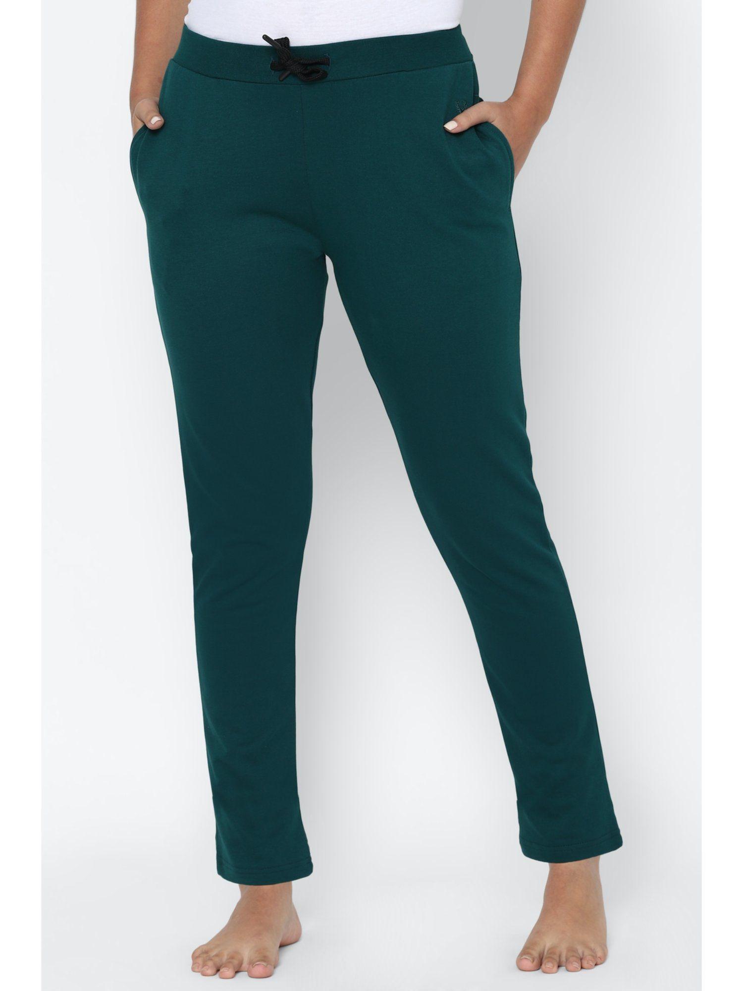 women green regular fit solid casual track pants