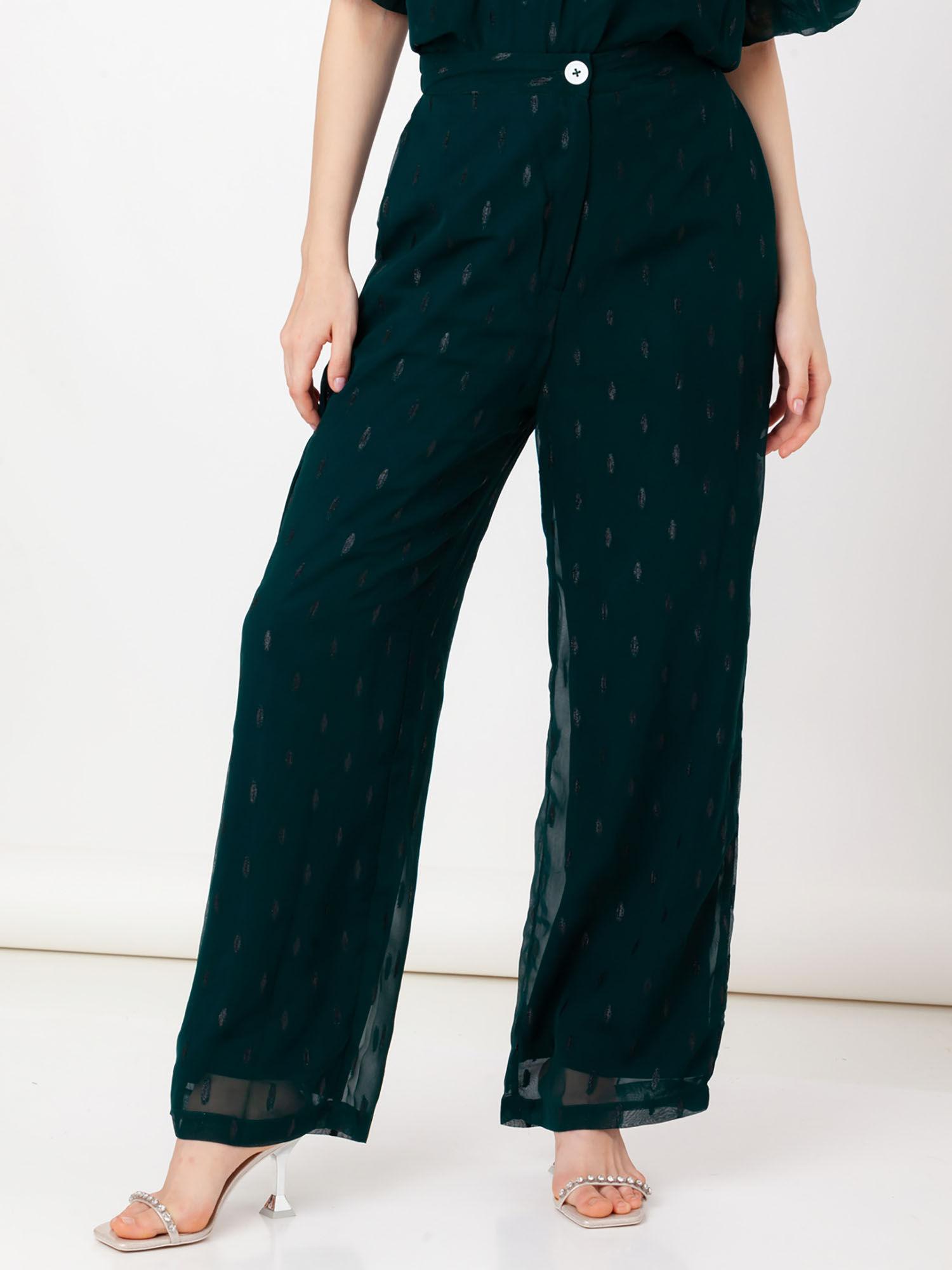 women green self design trouser