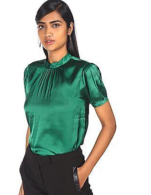 women green short sleeve solid top