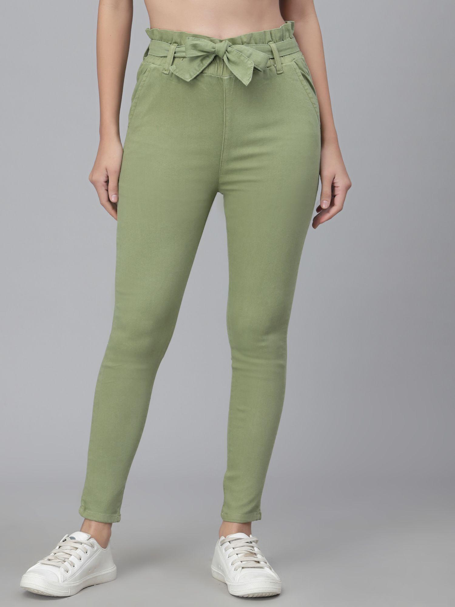 women green slim fit trouser