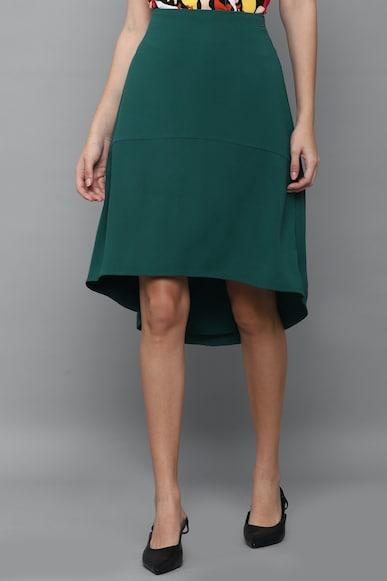 women green solid casual skirt