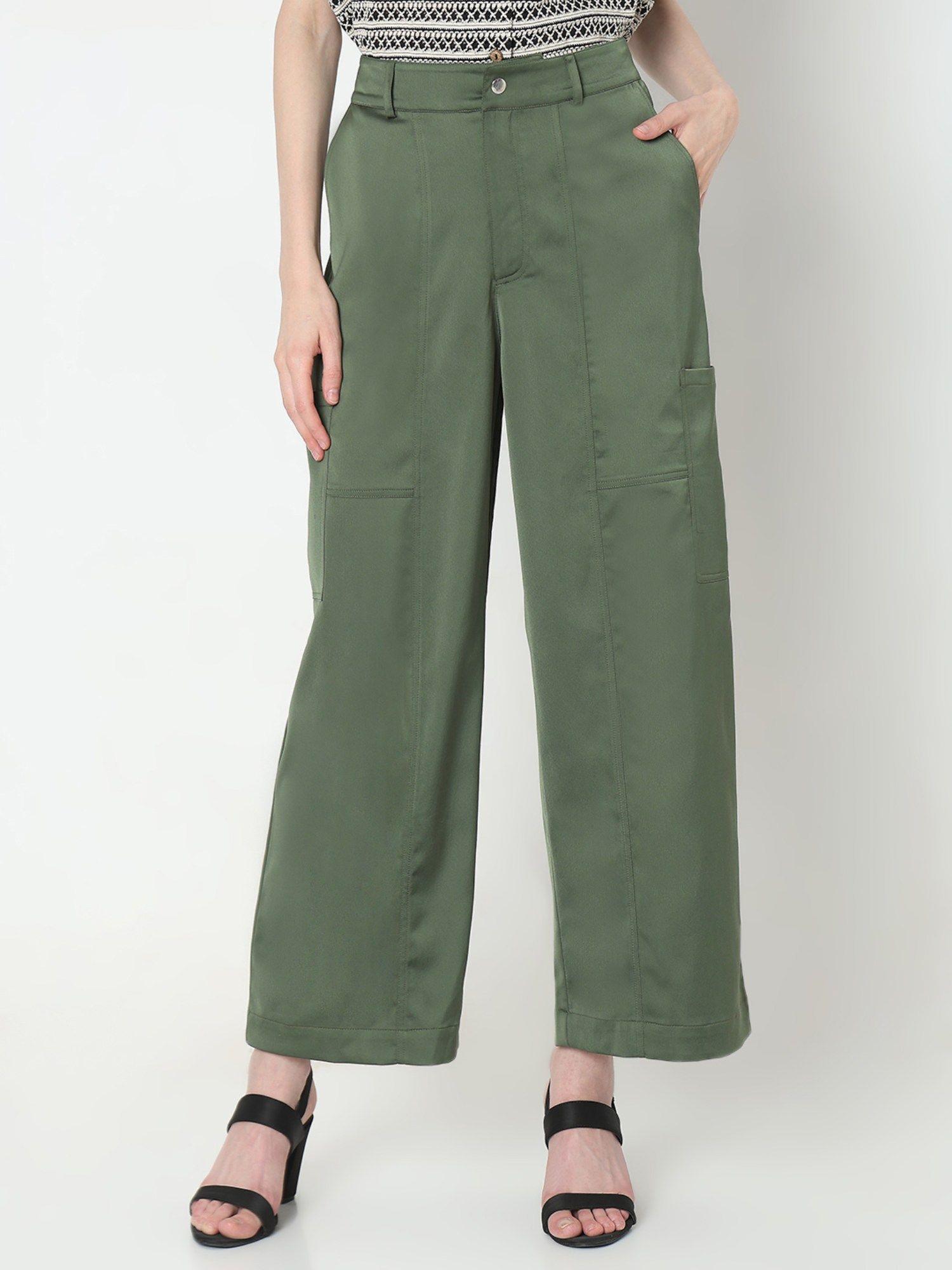 women green solid comfortable fit pant