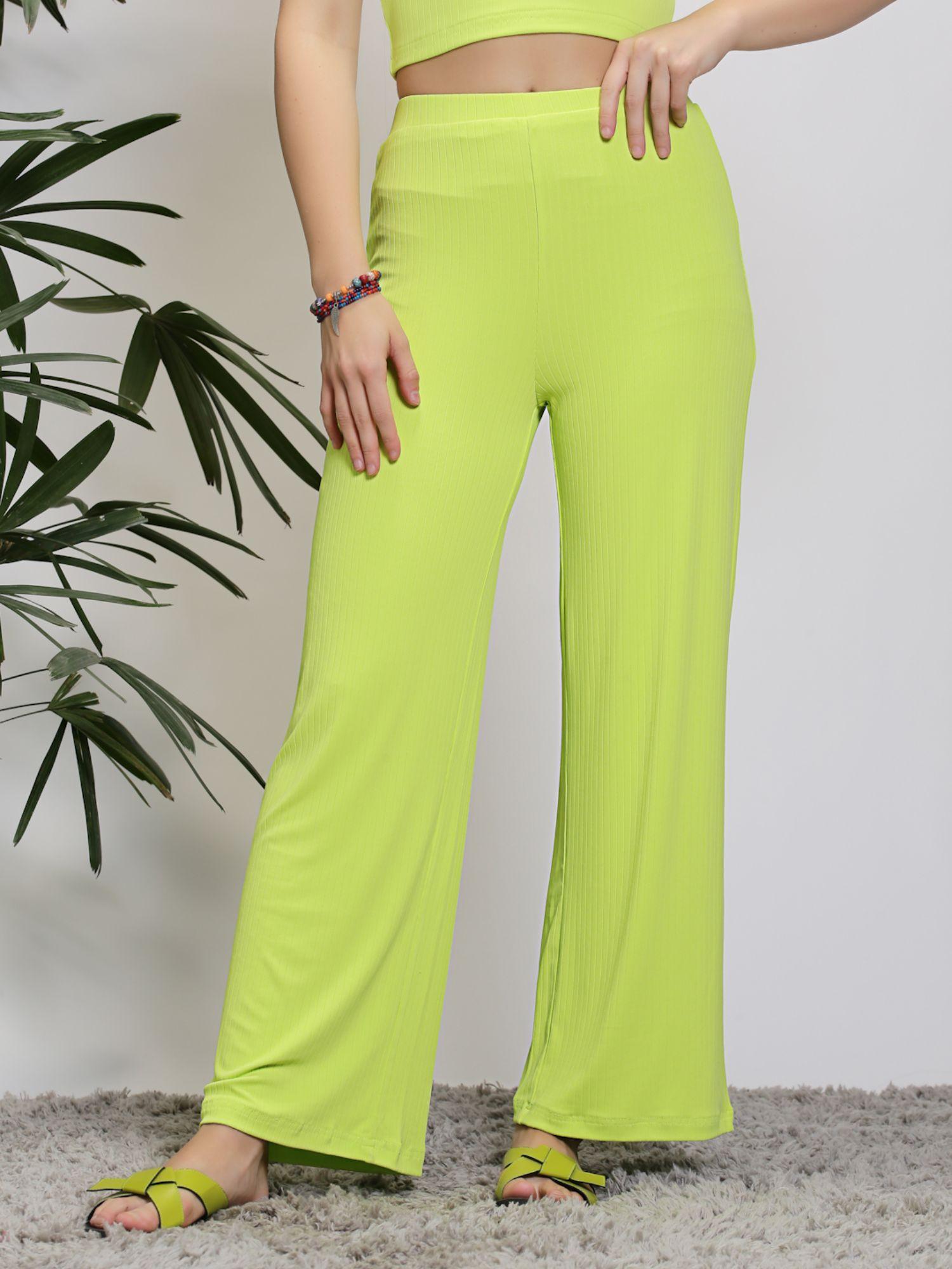 women green solid pant