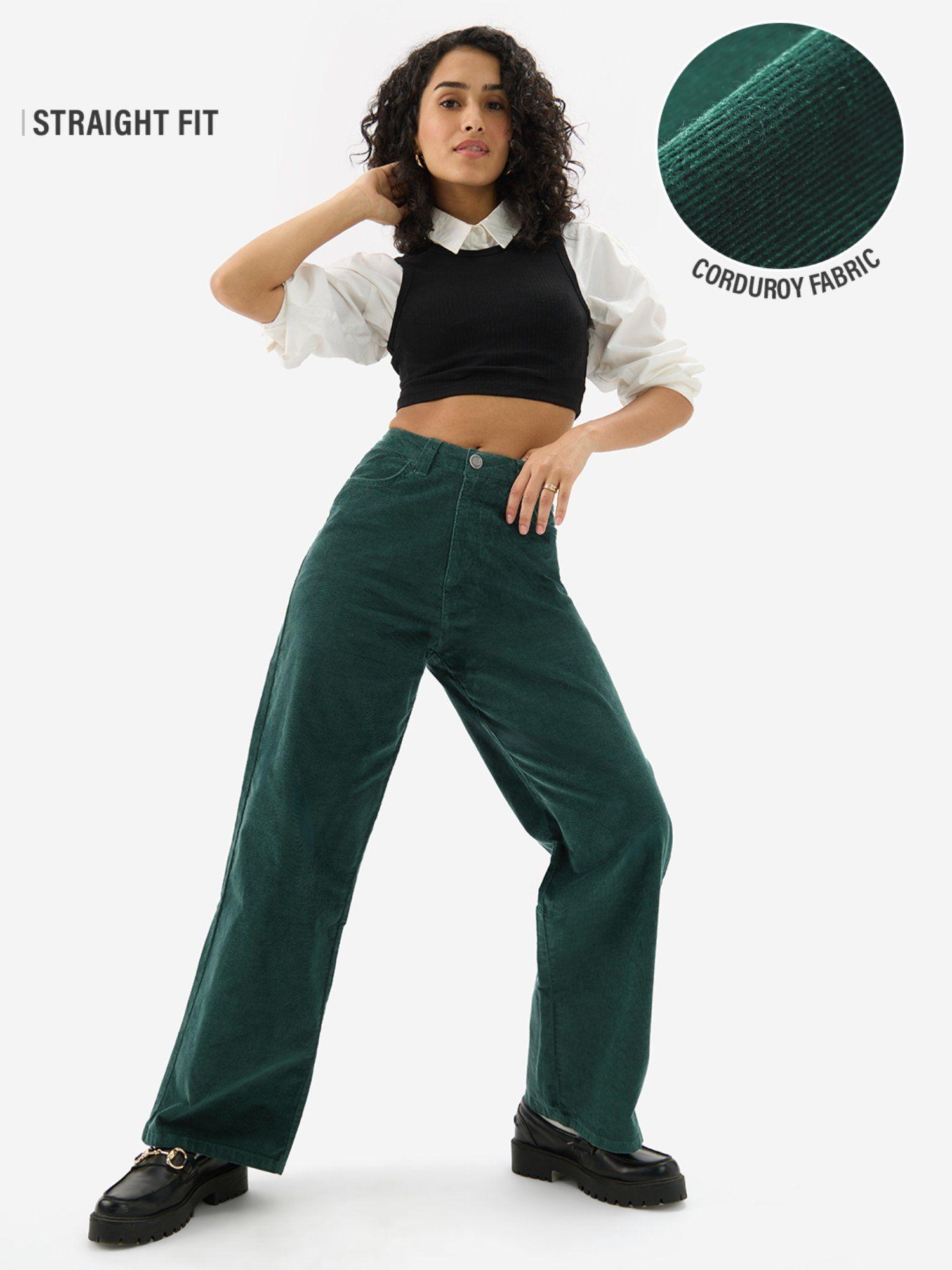 women green solid pant