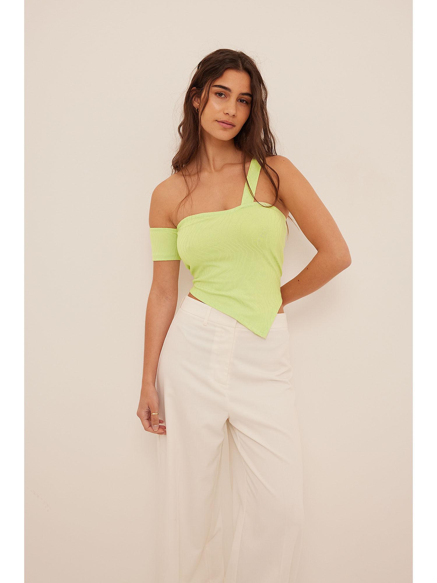 women green solid-plain crop top