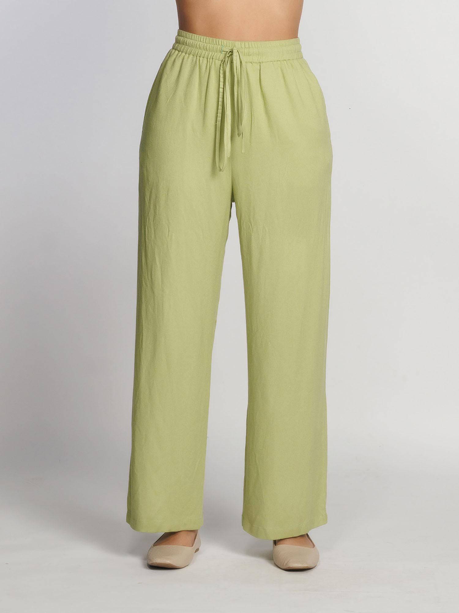 women green solid wide palazzo