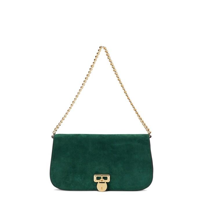 women green suede medium tanner shoulder bag