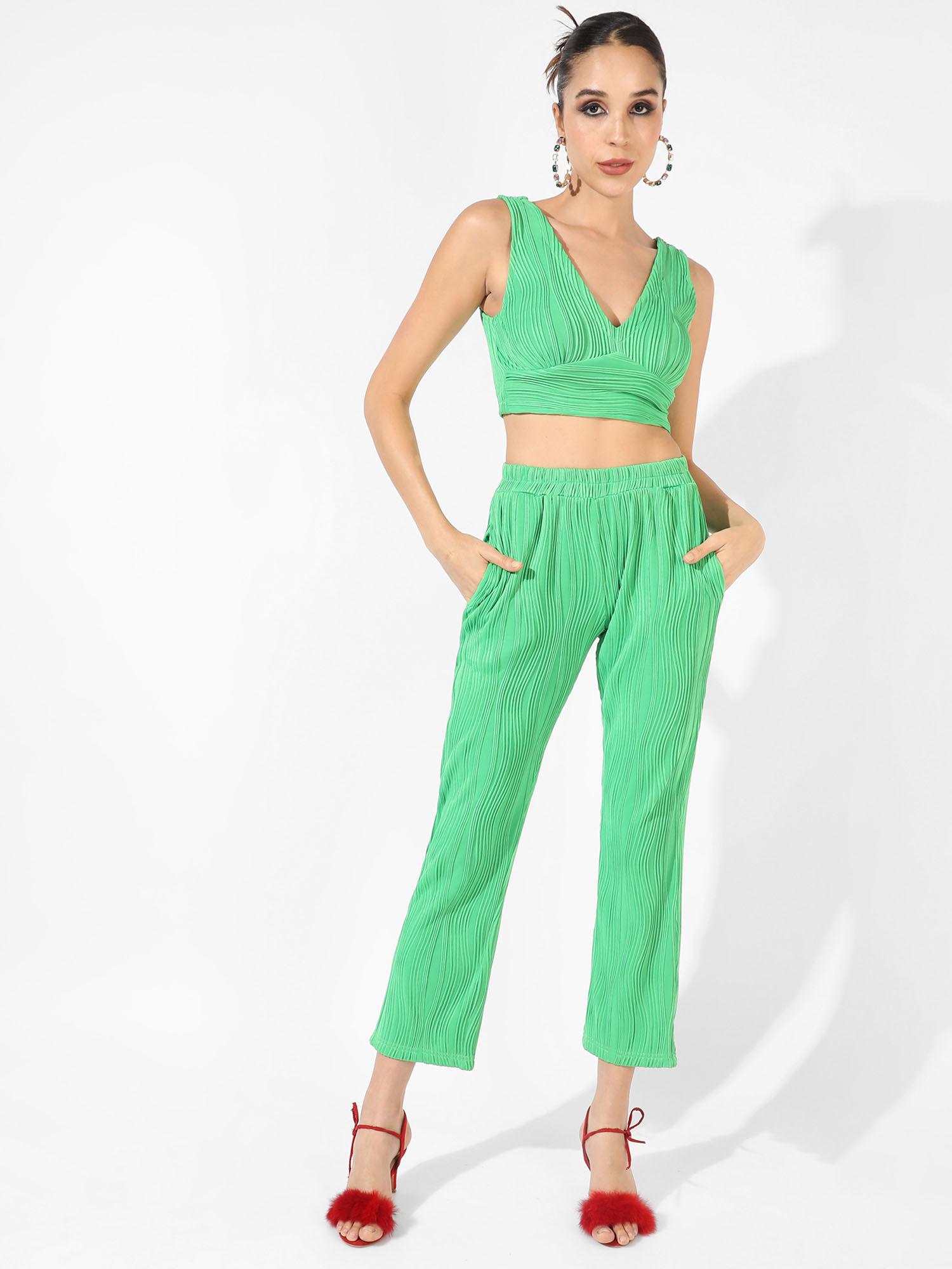 women green textured co-ord (set of 2)