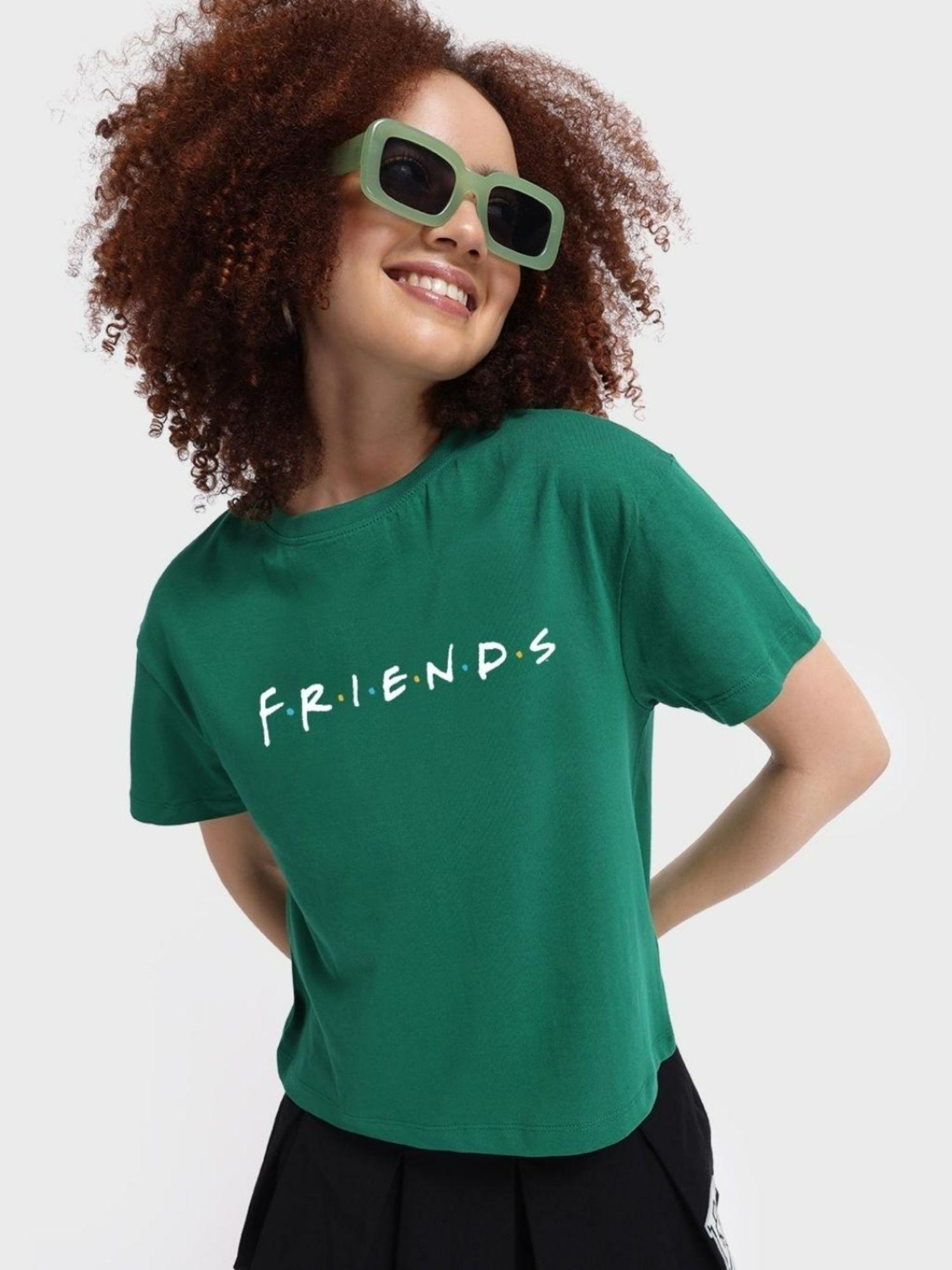 women green typography comfortable tops