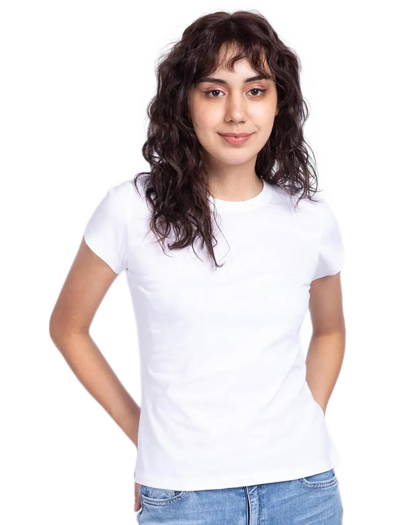 women grey & white slim fit t-shirts (pack of 2)