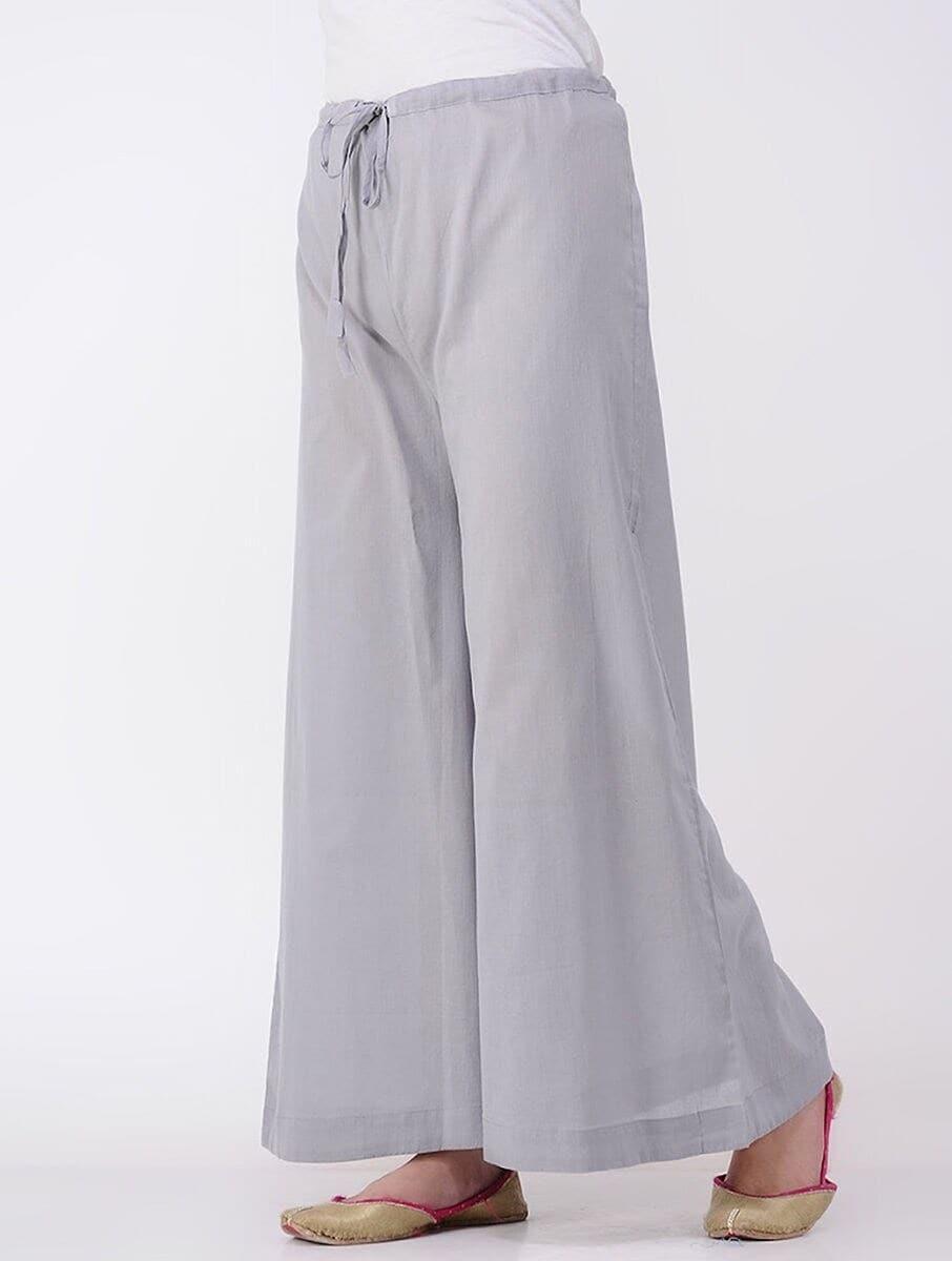 women grey cotton full length palazzo