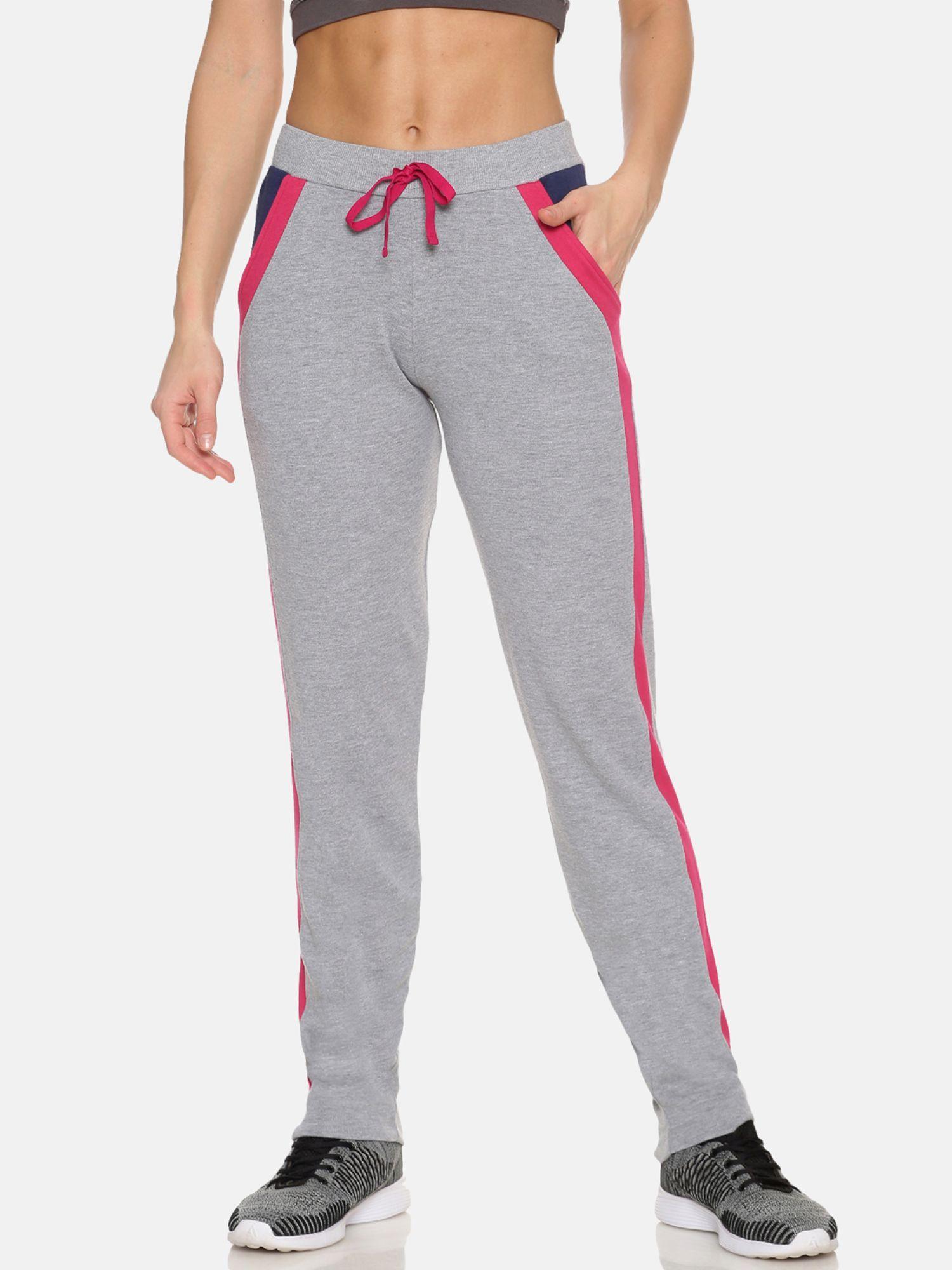 women grey cotton track pant