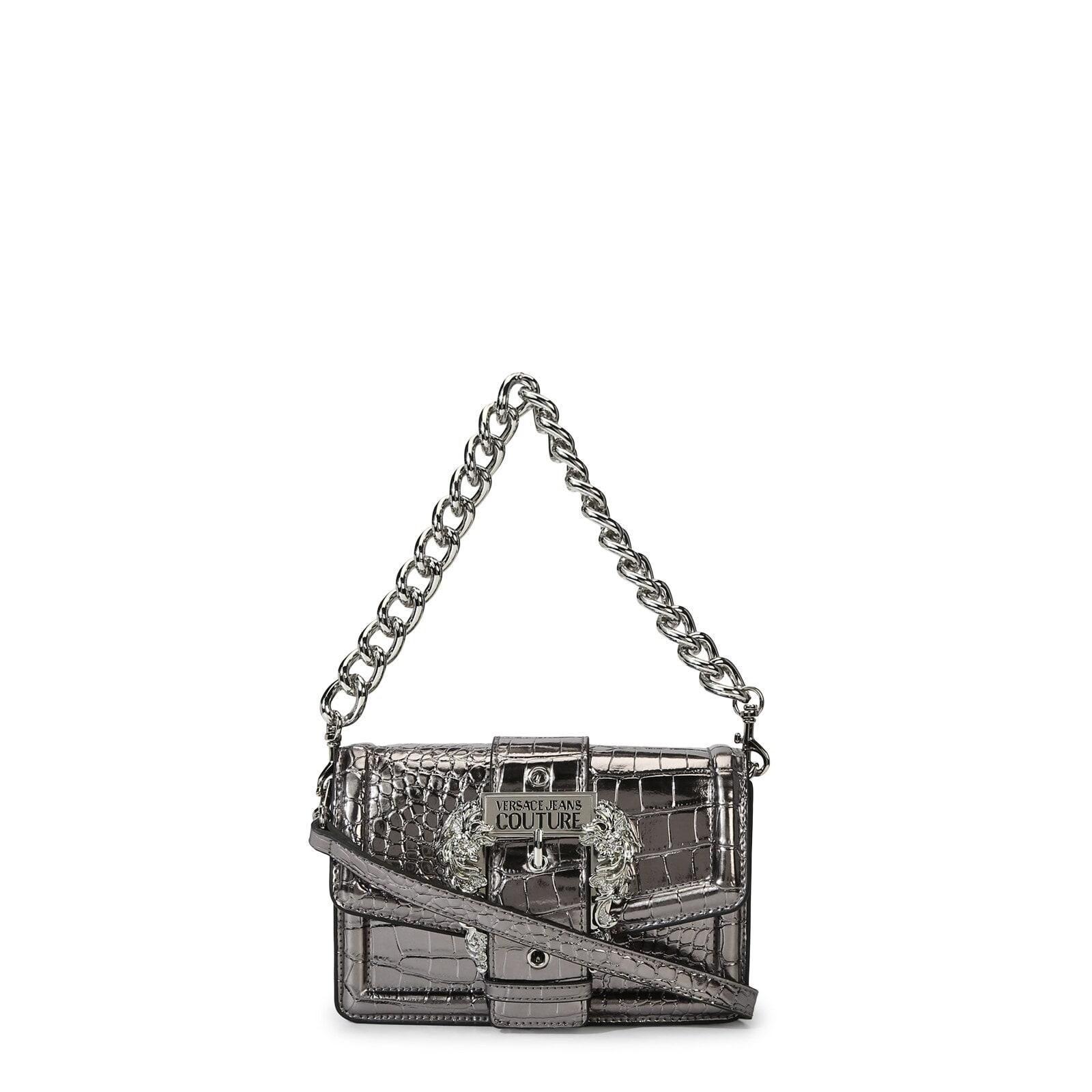 women grey croc crossbody bag with chain handle
