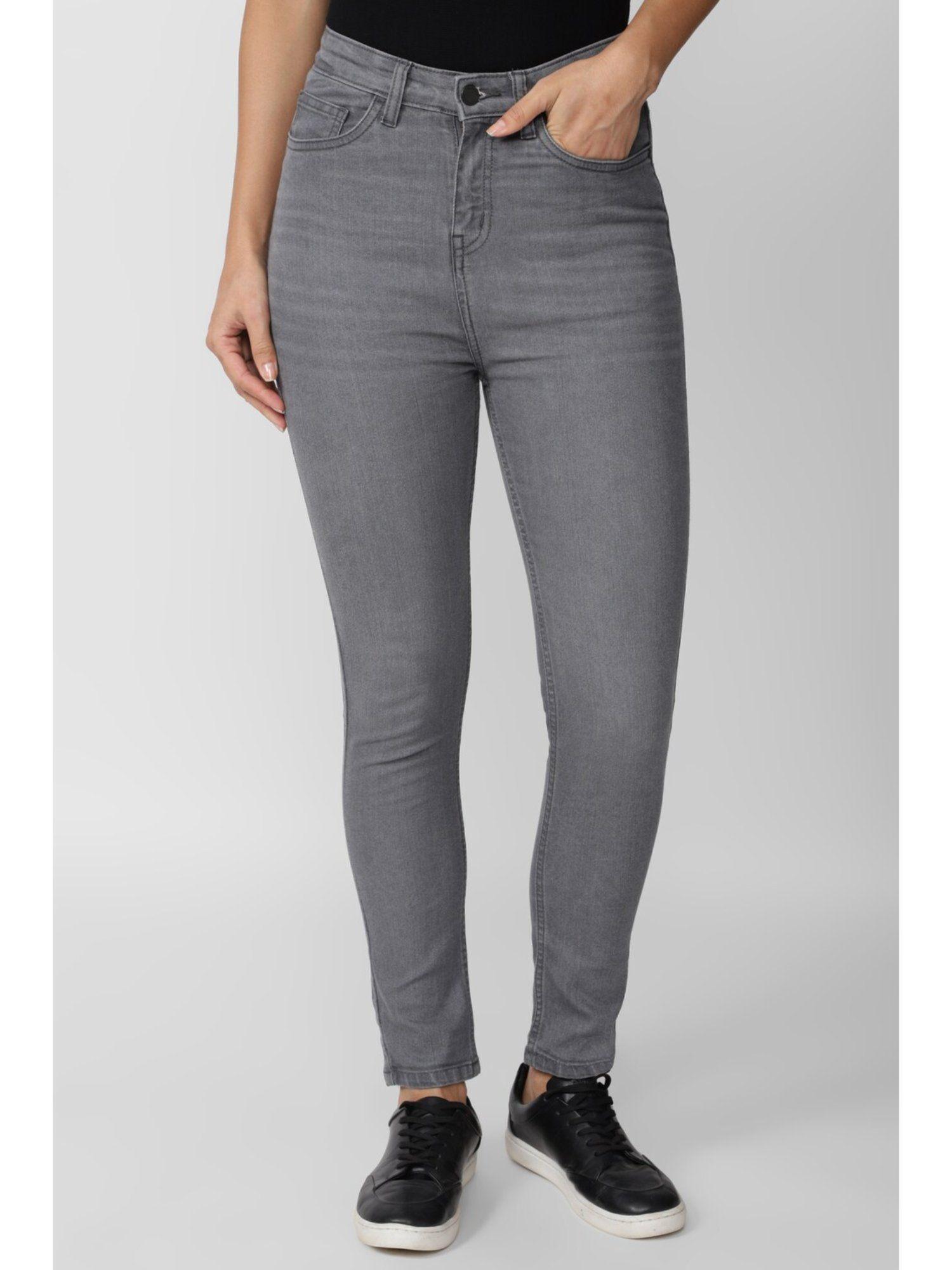 women grey dark wash skinny fit jeans