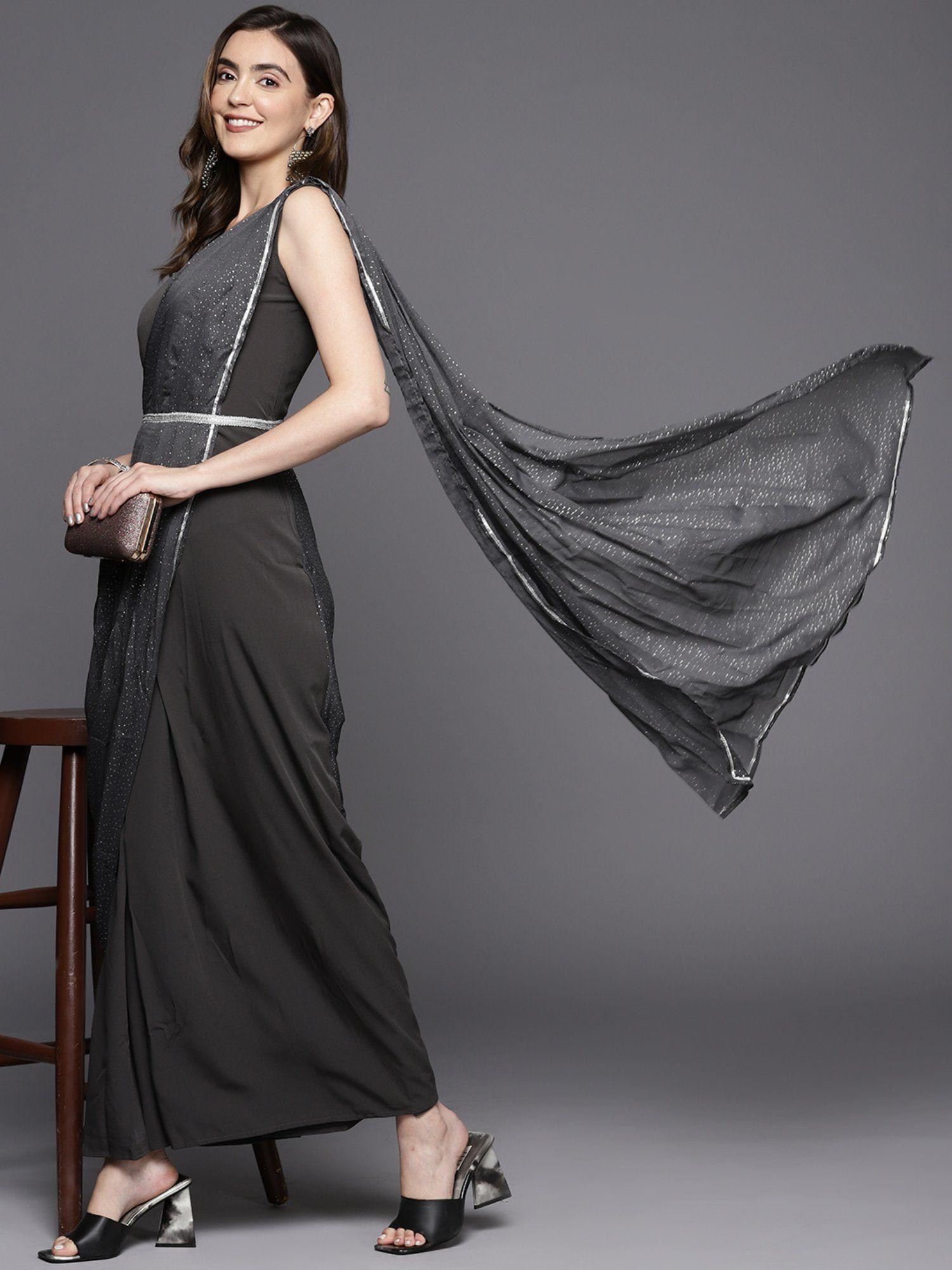 women grey ethnic dress