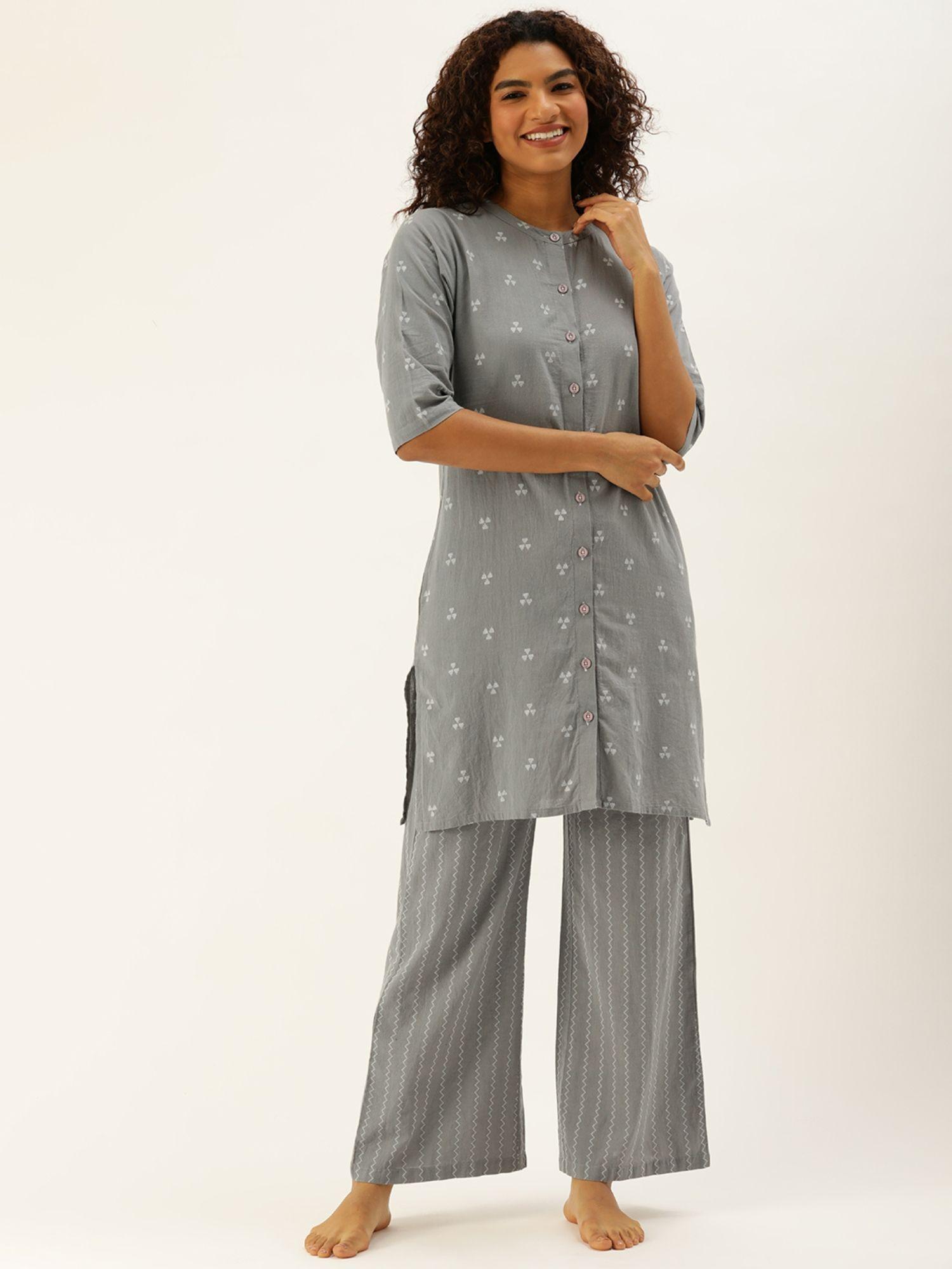 women grey kurta & palazzo (pack of 2)