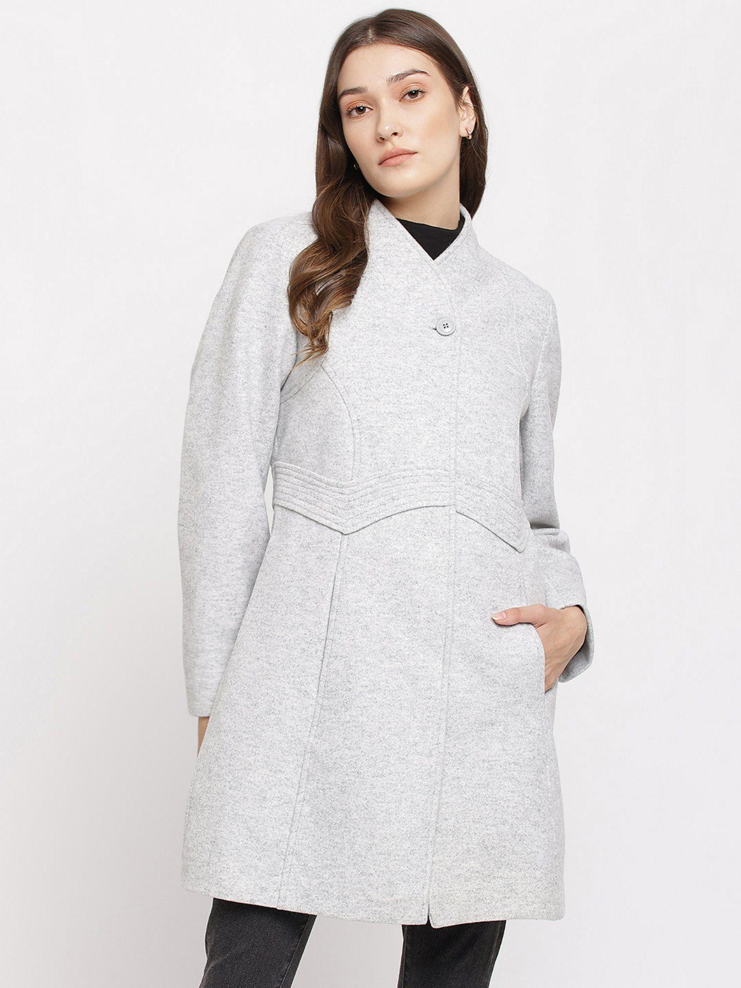 women grey over coat