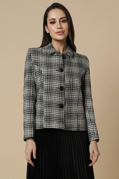 women grey print casual jacket