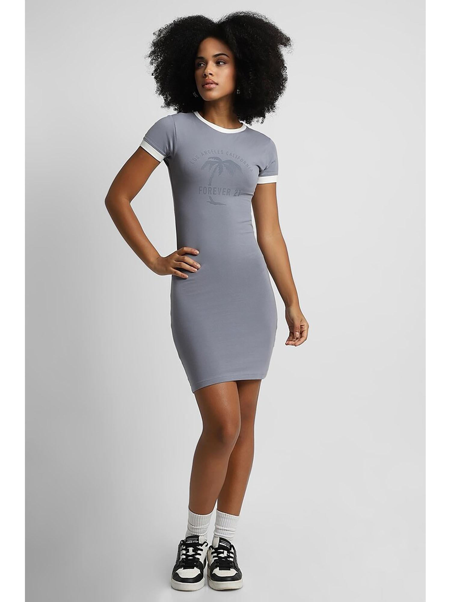 women grey printed mini dress