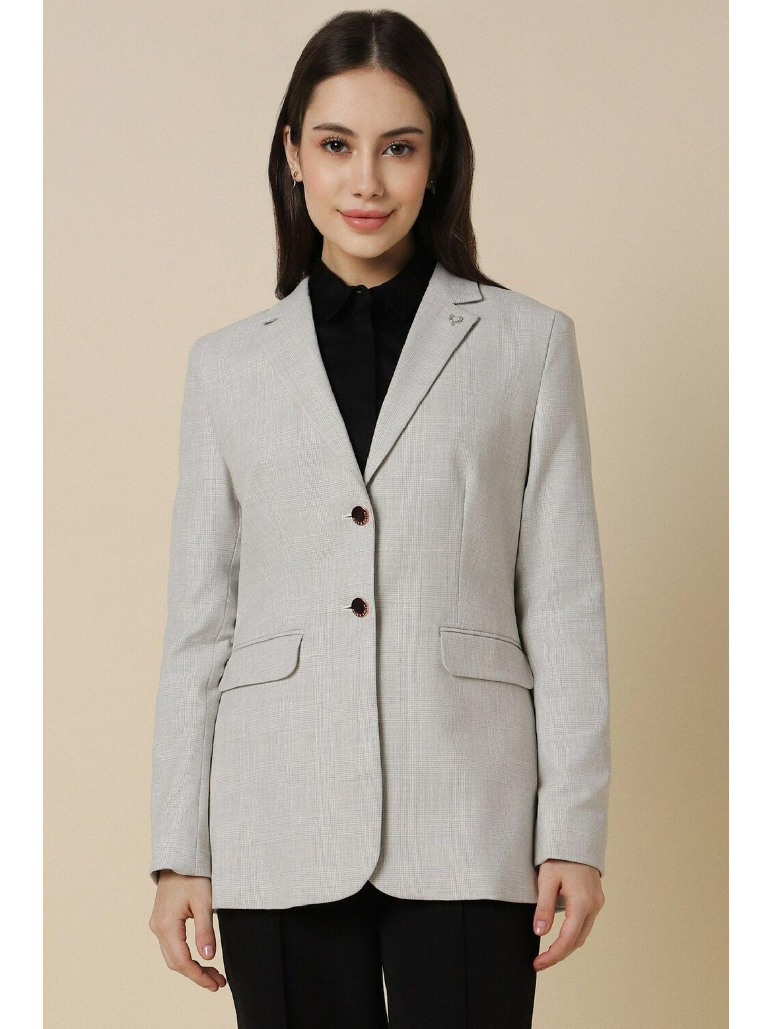 women grey regular fit blazer