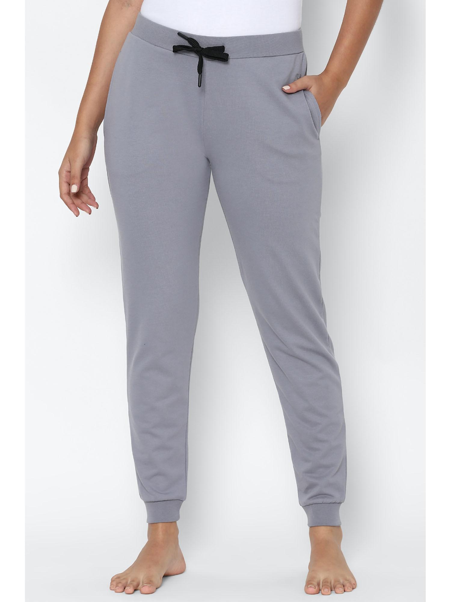 women grey regular fit solid casual jogger pants