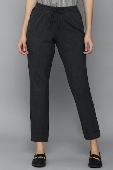 women grey regular fit solid casual trousers