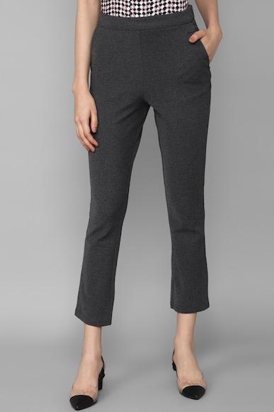 women grey regular fit textured casual trousers