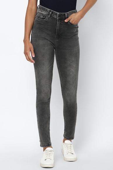 women grey skinny fit dark wash jeans