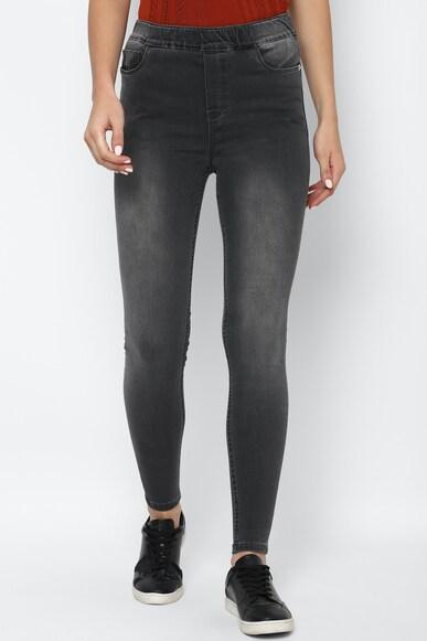 women grey skinny fit dark wash jeans