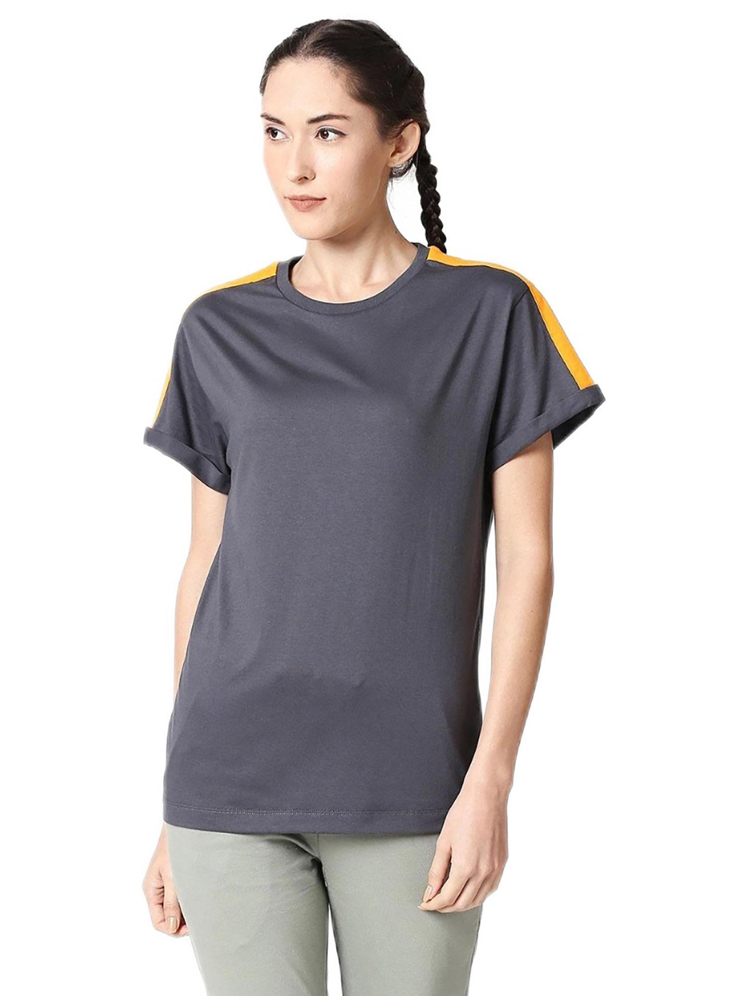 women grey slim fit t-shirt