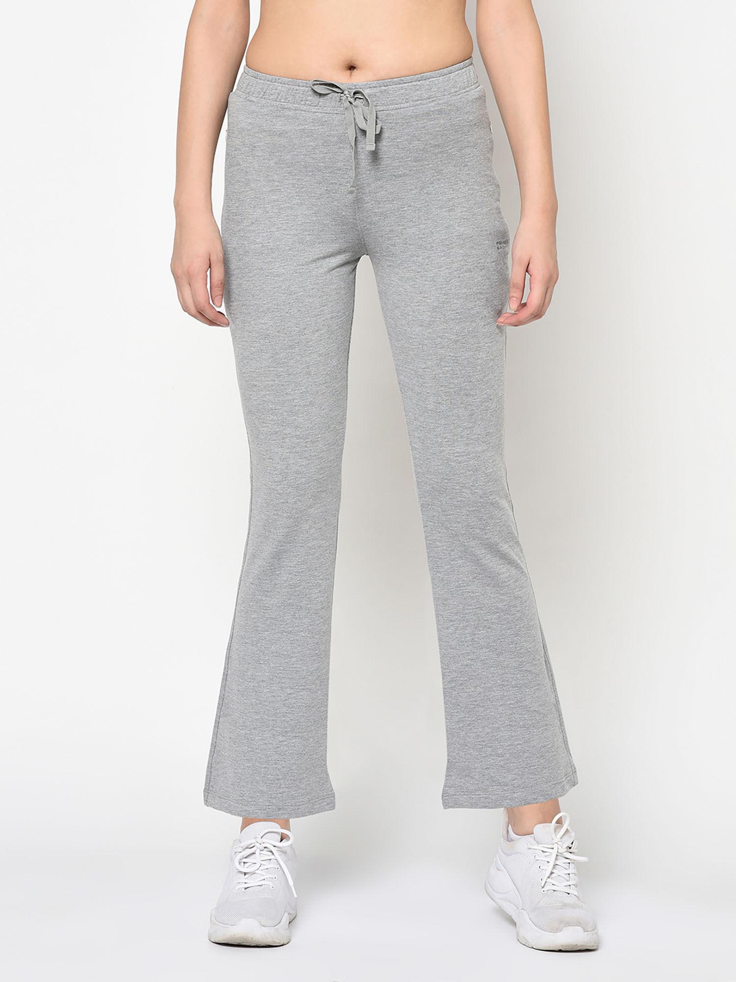 women grey solid bootcut track pants