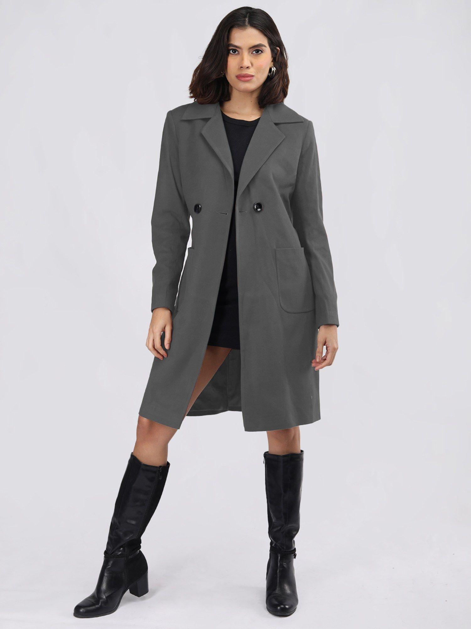 women grey solid coats