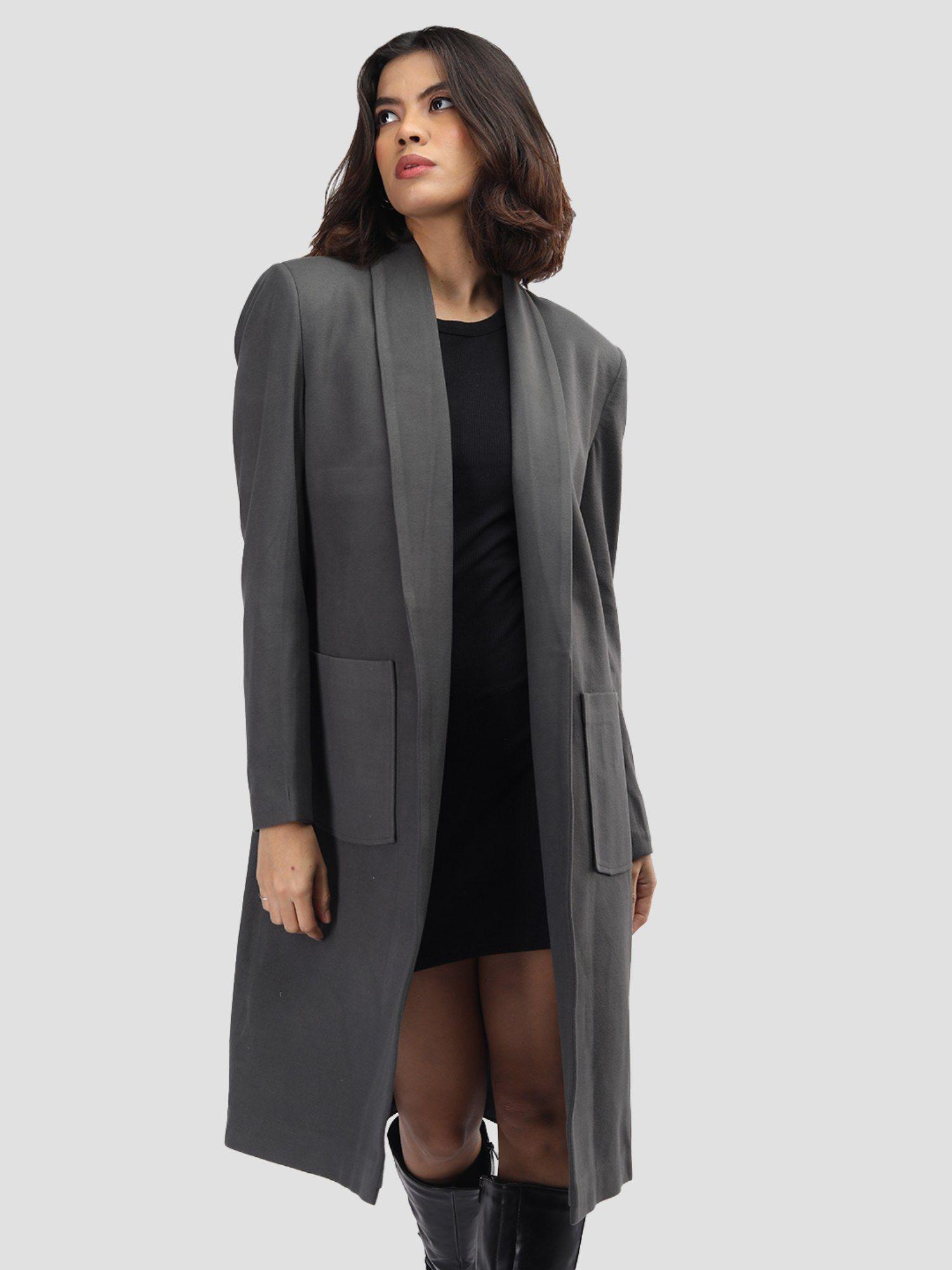 women grey solid coats