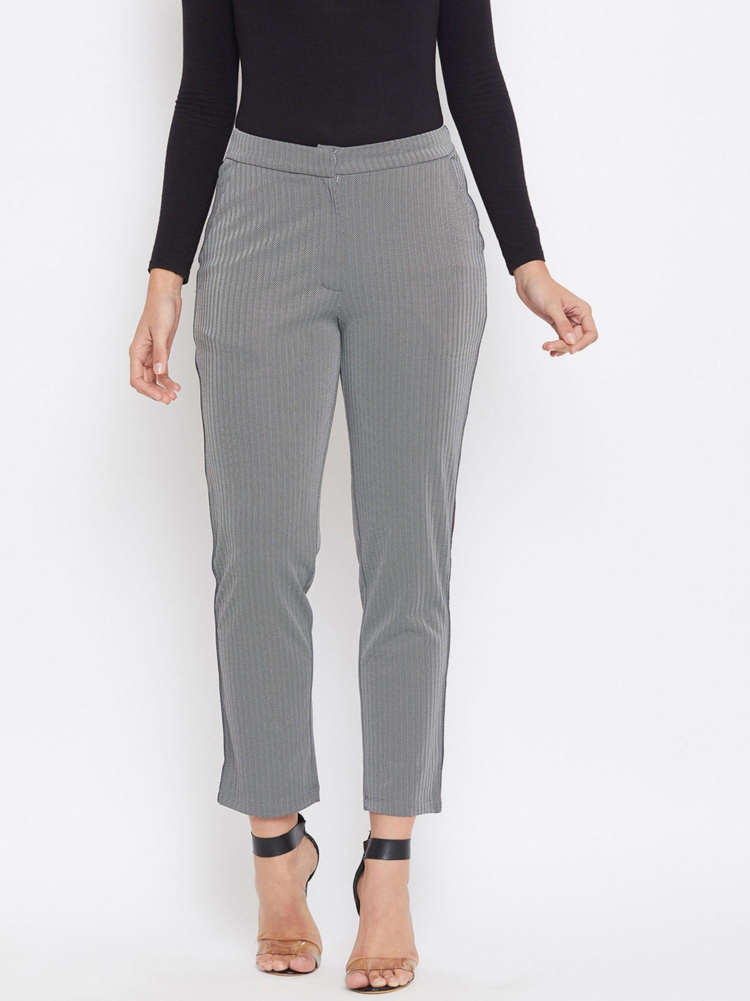 women grey striped trouser