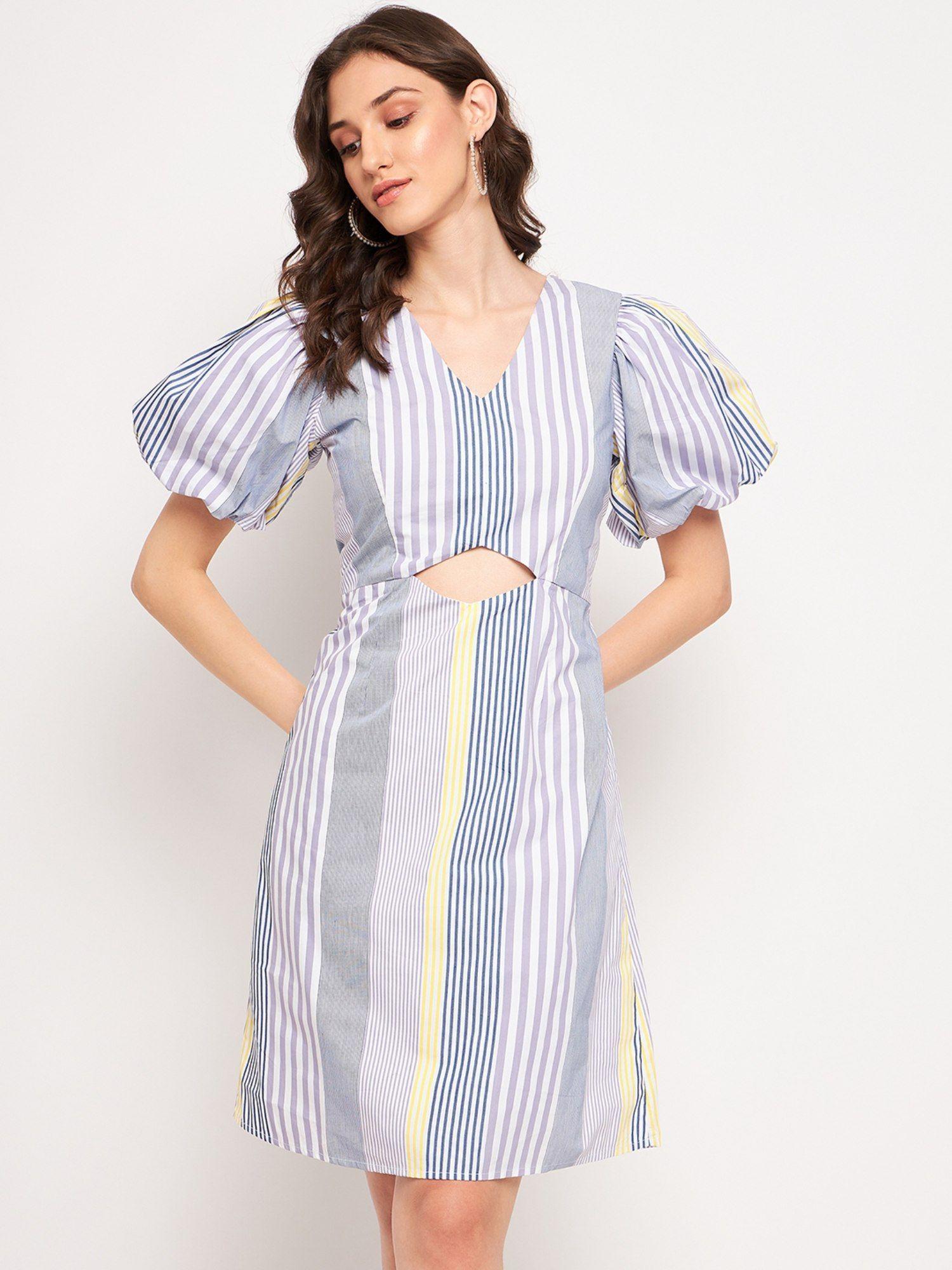 women grey stripes dress