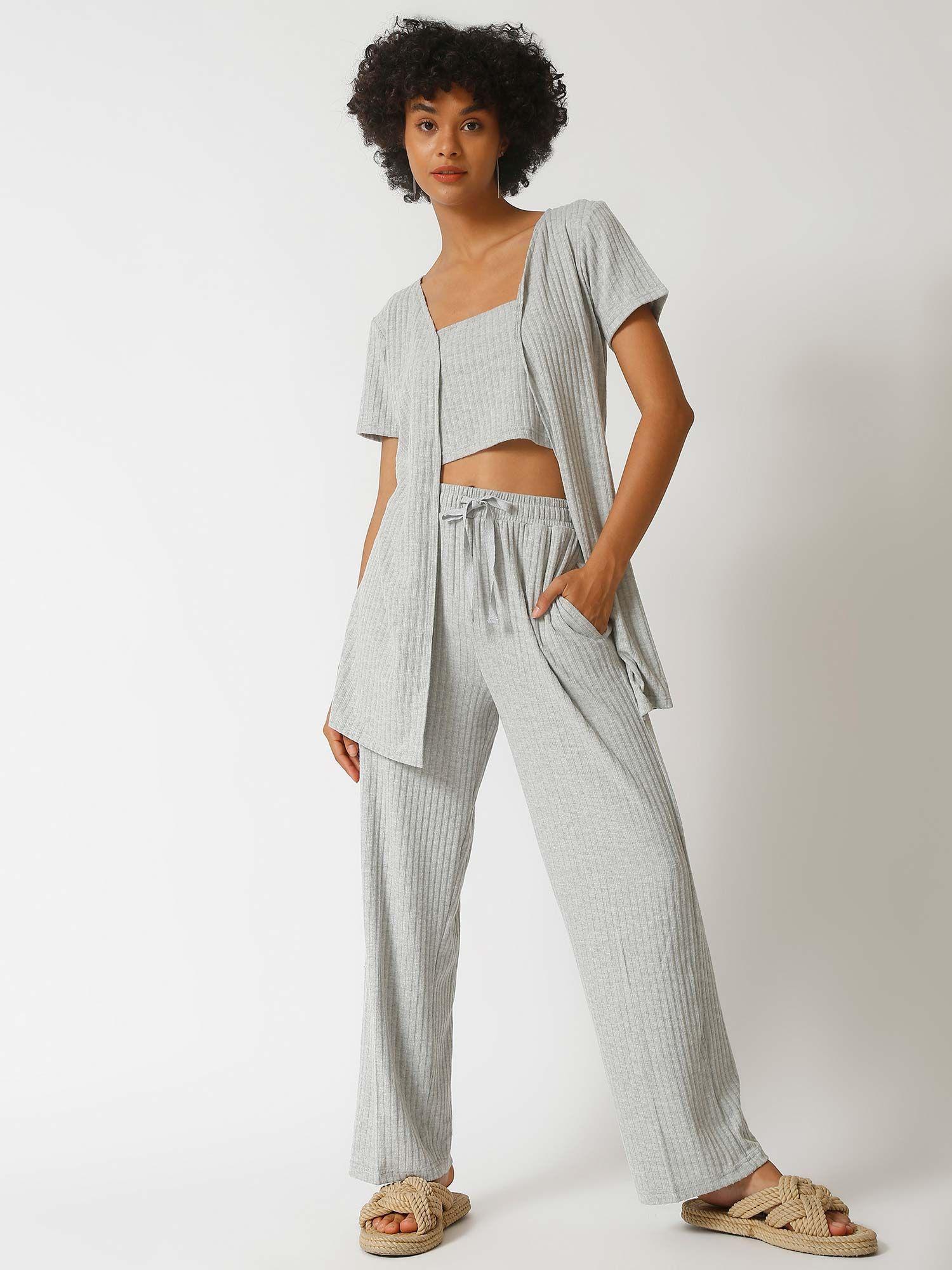 women grey stylish casual co-ord (set of 3)