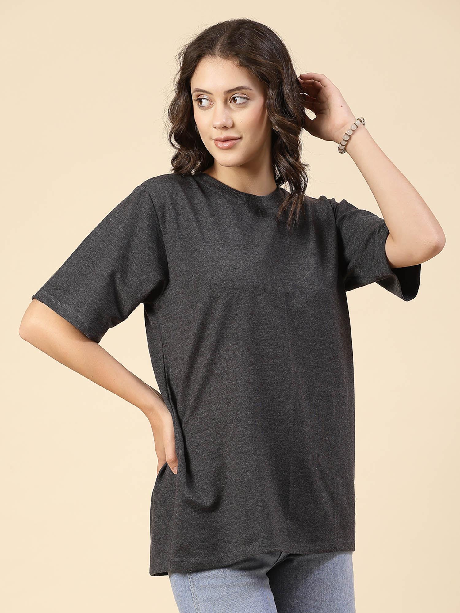 women grey terry oversized graphic t-shirt