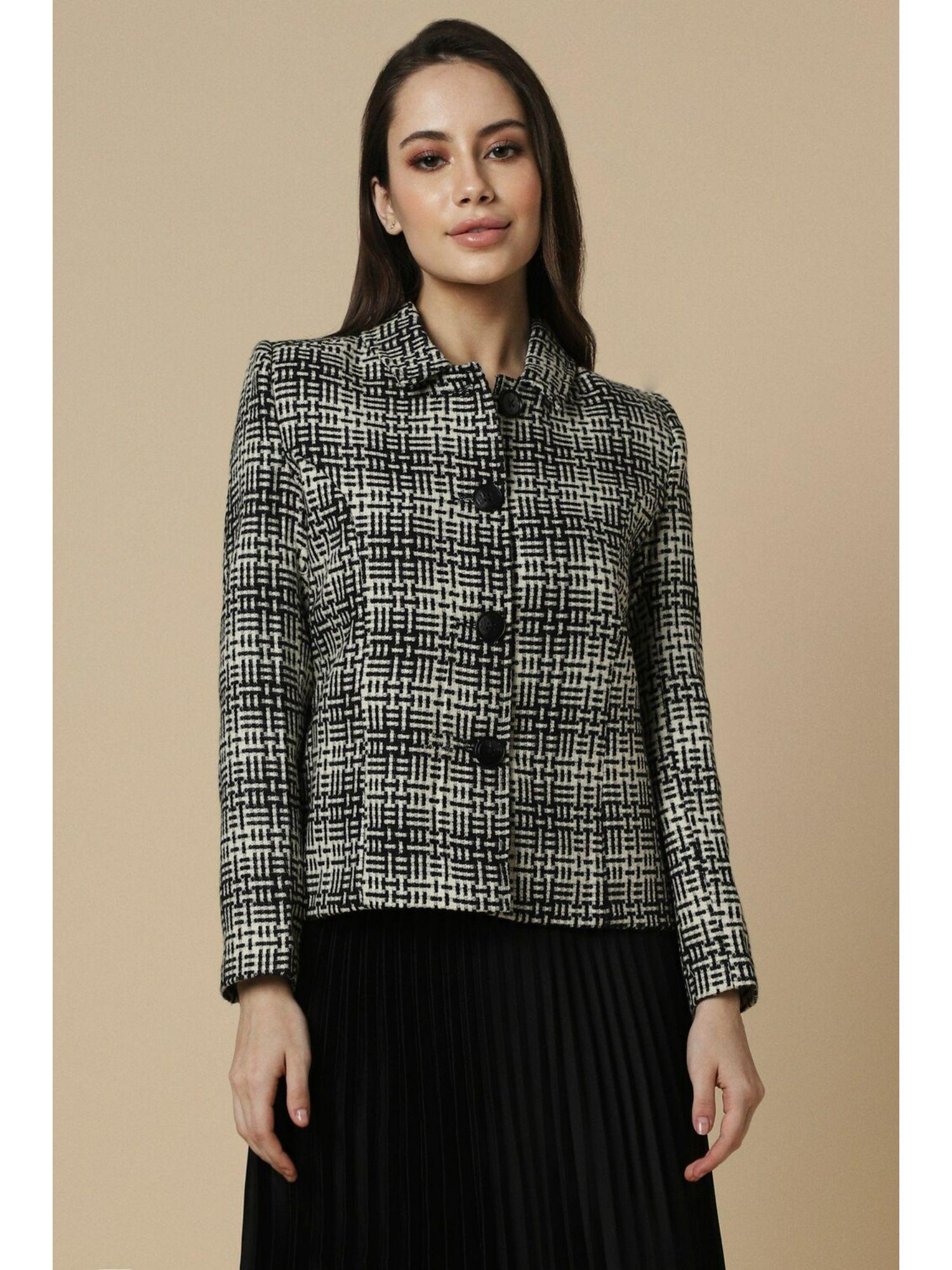 women grey textured casual jacket