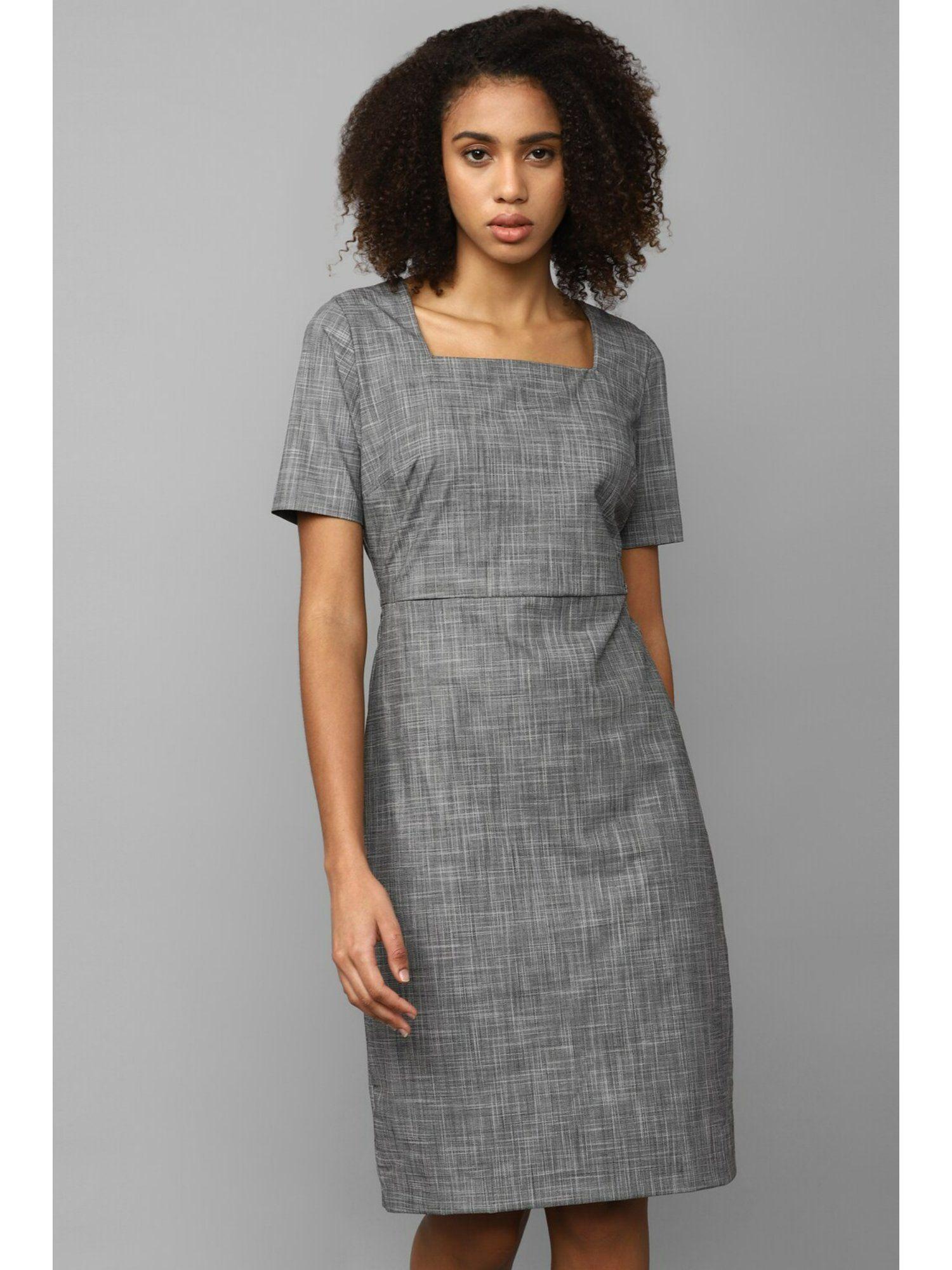 women grey textured formal dress