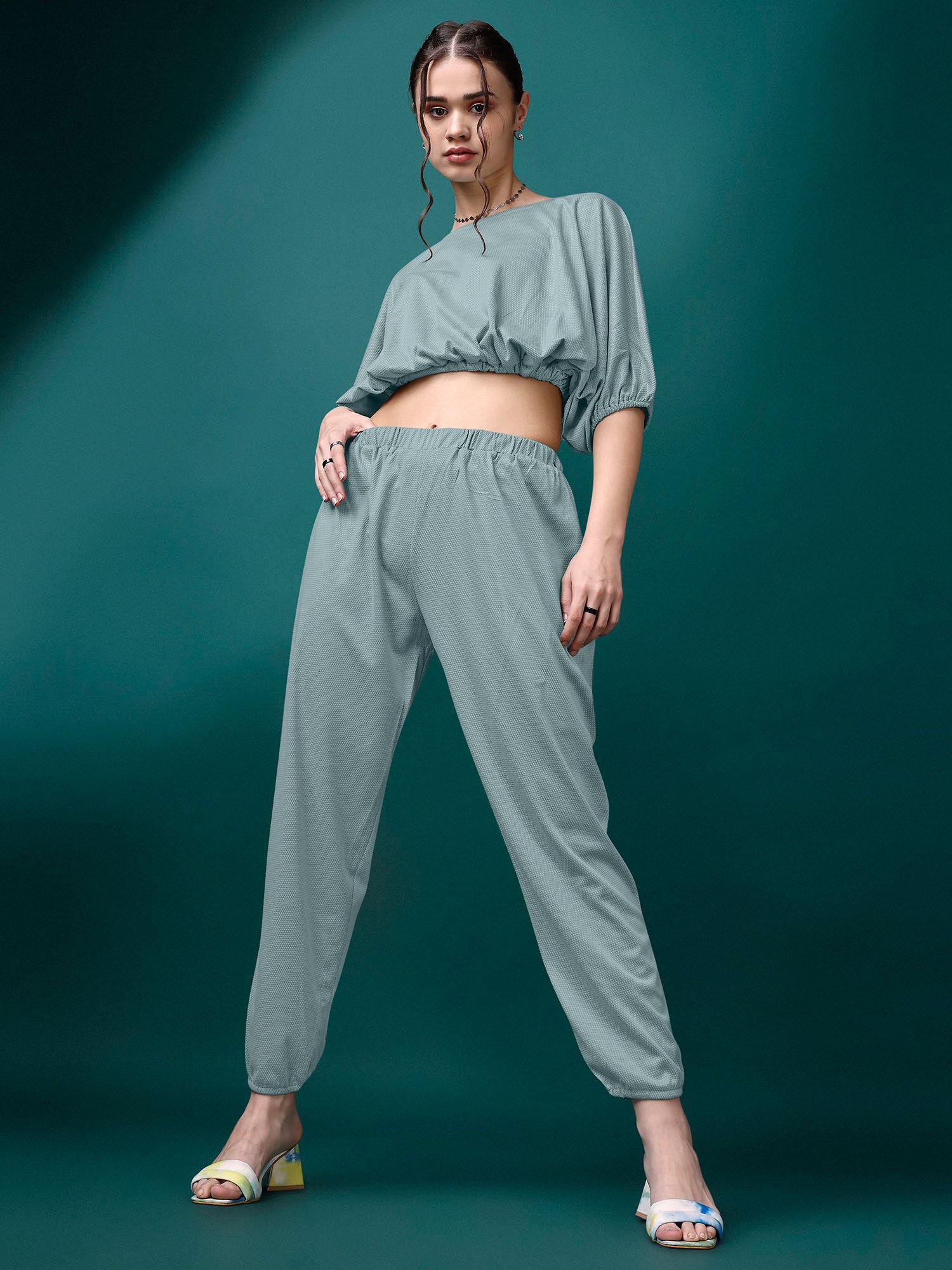 women grey top & joggers co-ord (set of 2)