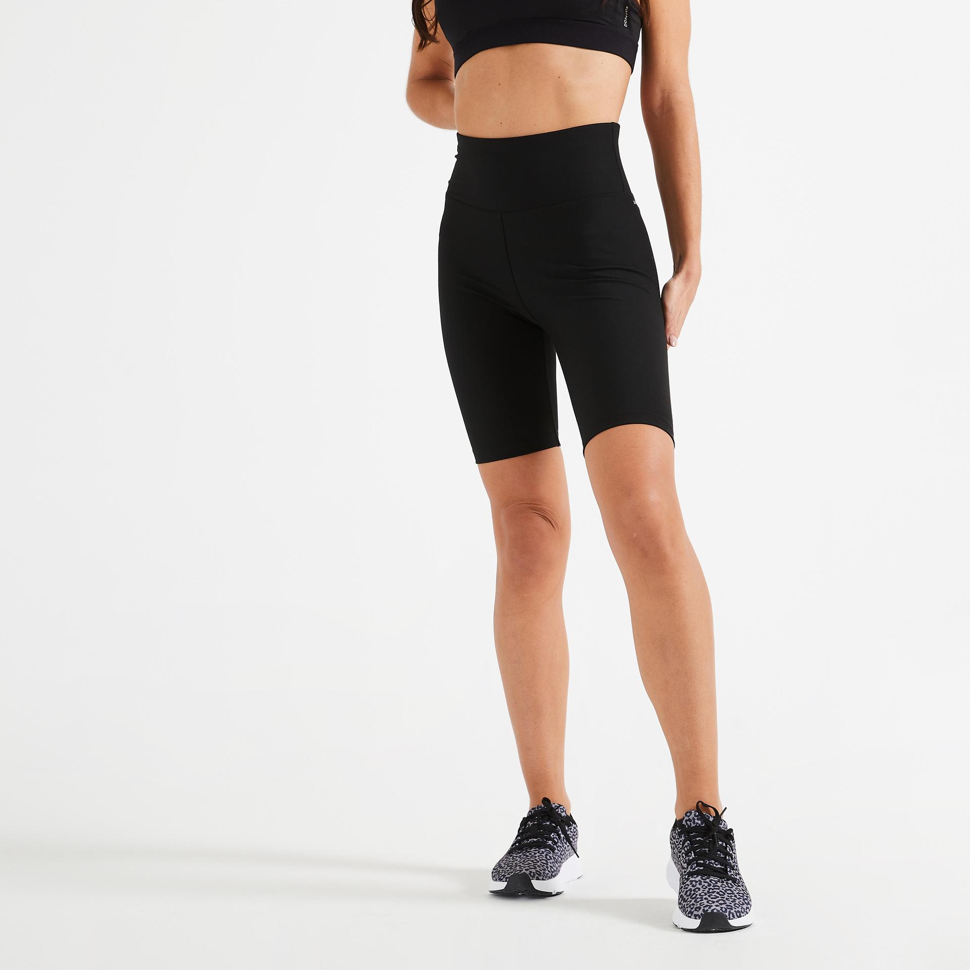 women gym cycling shorts high waist fst100 black