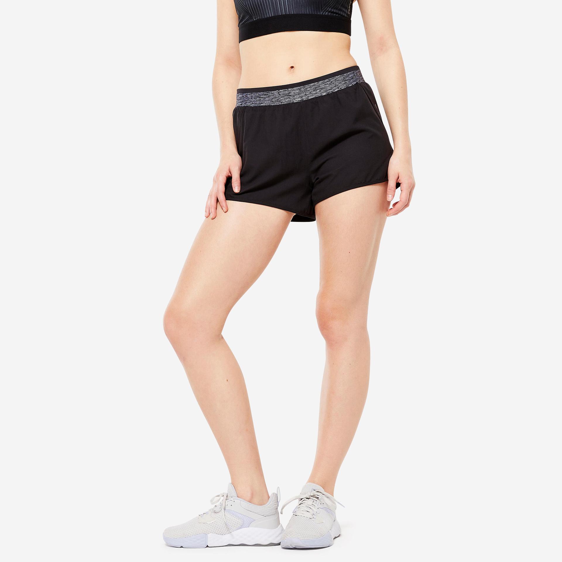 women gym shorts loose fit - black/mottled grey