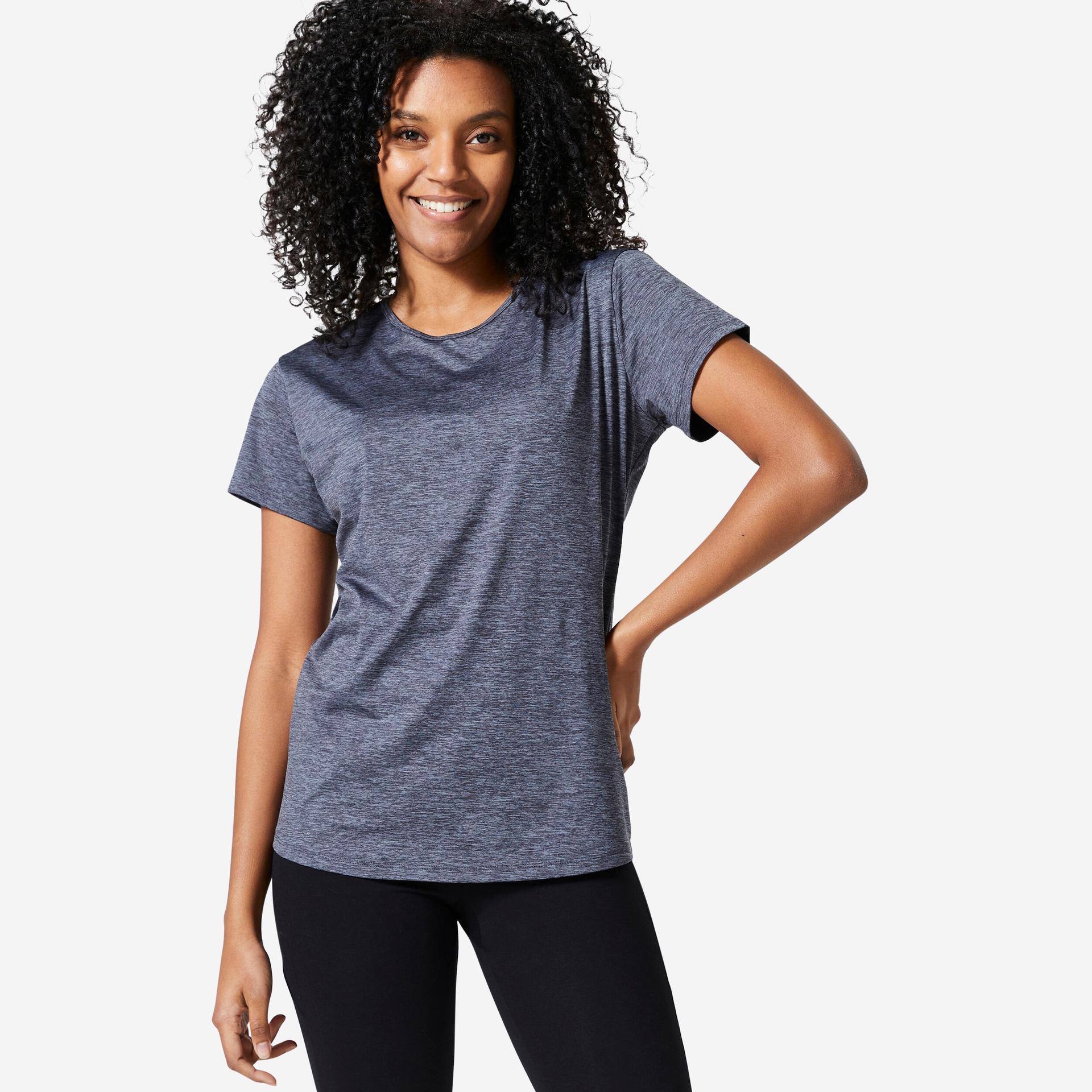 women gym t-shirt basic - mottled grey