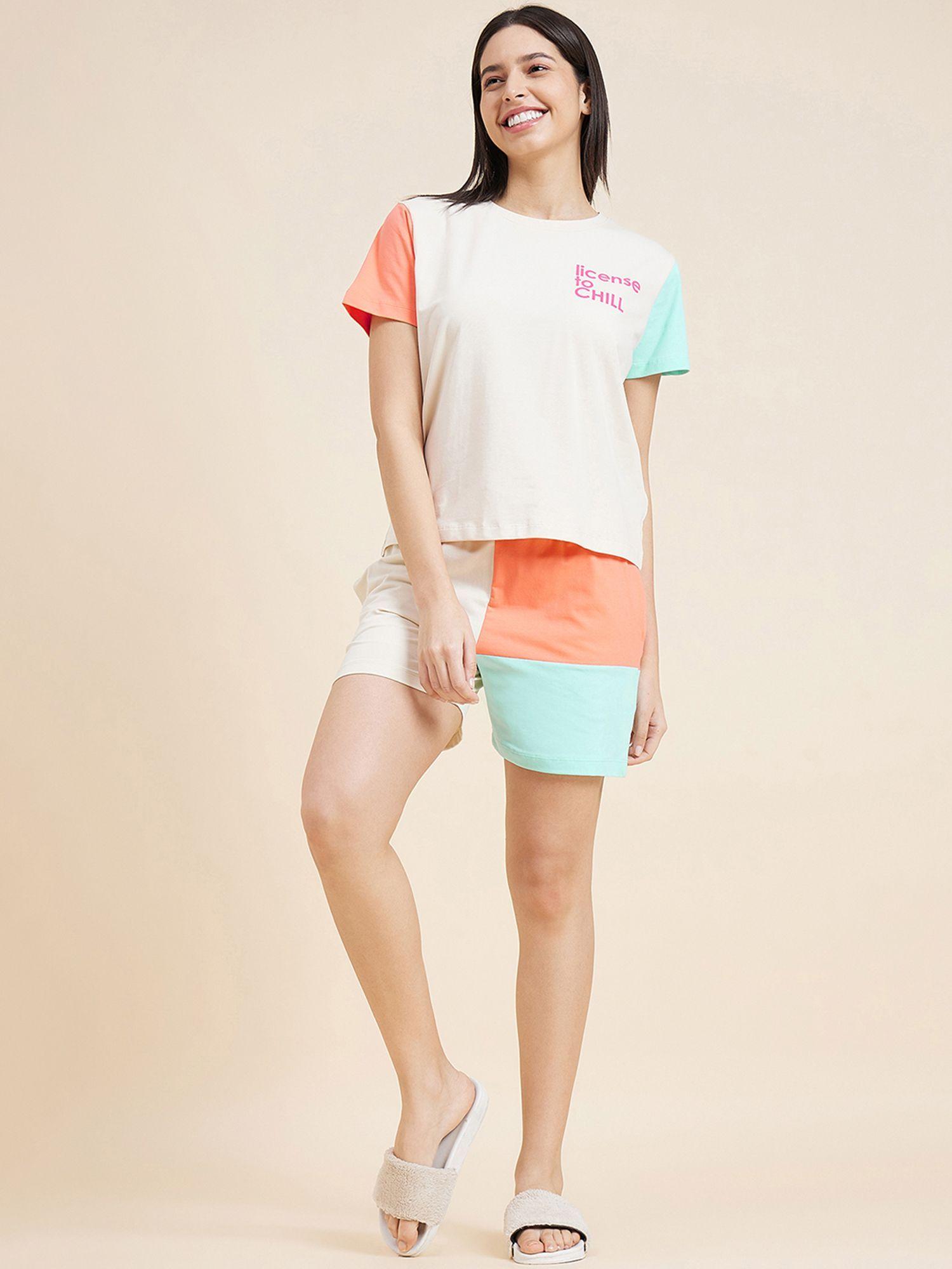 women half sleeves t-shirt with shorts (set of 2)