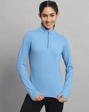 women half-zip stretch baselayer top with long sleeves