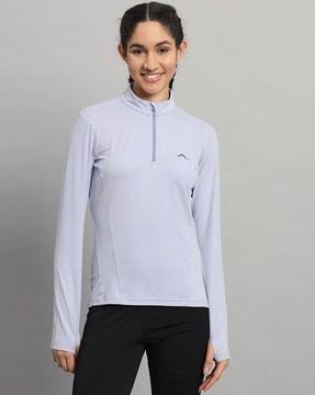 women half-zip stretch baselayer top with long sleeves