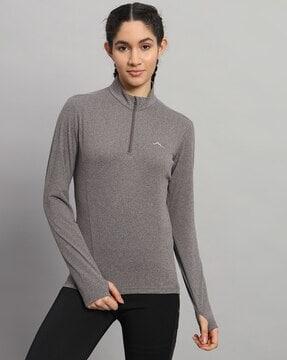 women half-zip stretch baselayer top with long sleeves