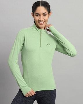 women half-zip stretch baselayer top with long sleeves