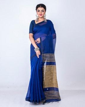 women handloom cotton saree with tassels