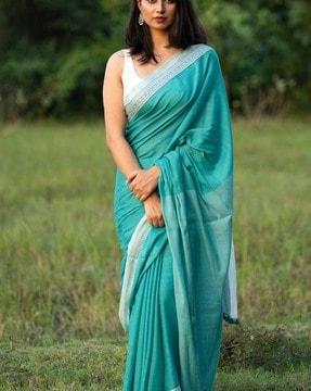 women handloom cotton saree with tassels